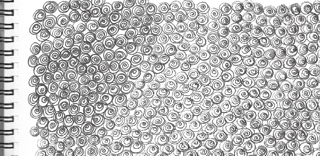 small black line mindful doodles on white paper in a pattern supported by breath