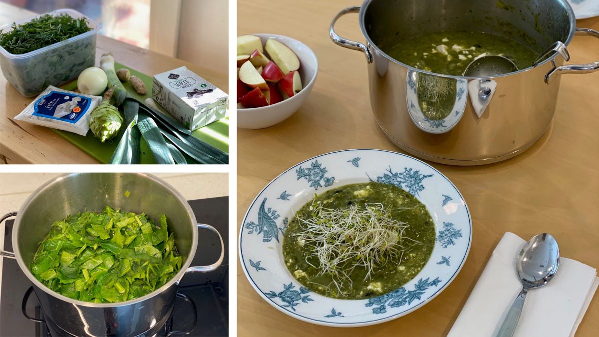 Grønn suppe med grønnsaksgrønt