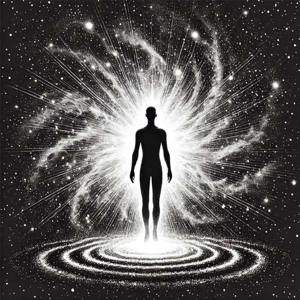 Transcendentinis žmogus visatoje.