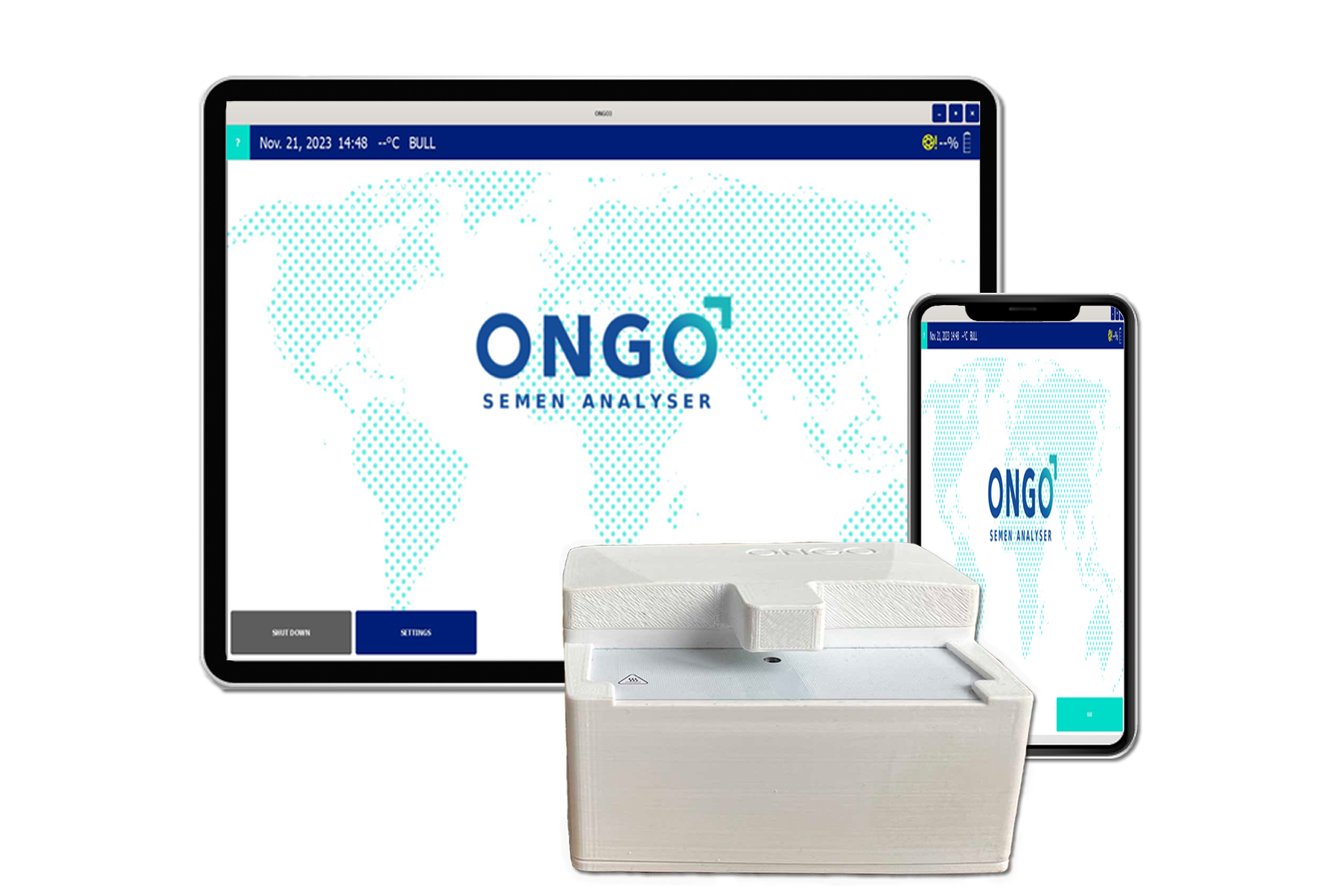 ONGO VISION mobile sperm analysing unit with smartphone and tablet by ONGOVETTECH Ltd.