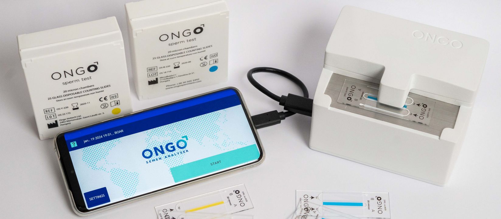 ONGO VISION mobile semen analyser unit with smartphone from www.ongovettech.com on First Slide