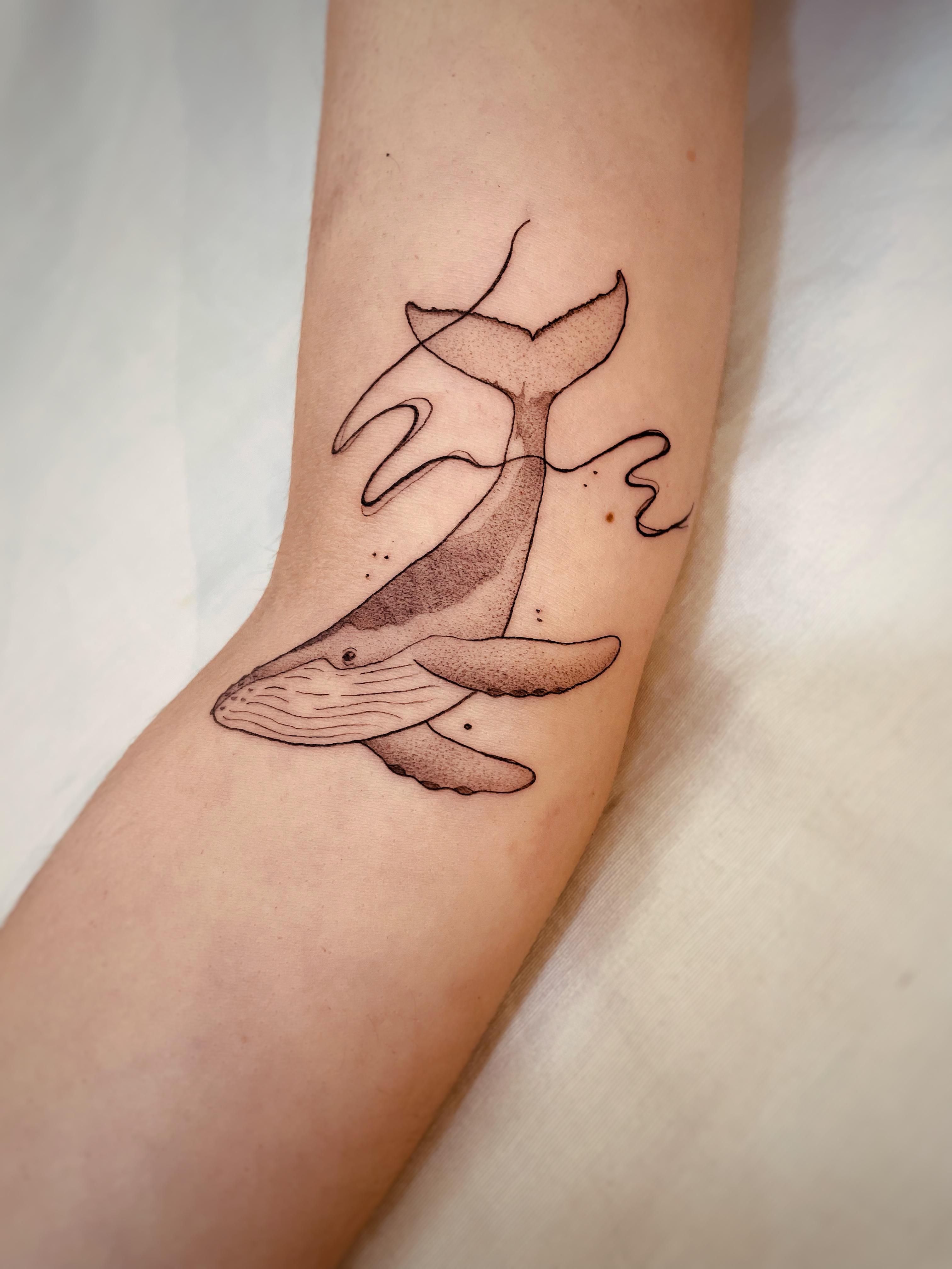 Brenda Fraga Tatuagem Traço Fino Poços de Caldas - Baleia