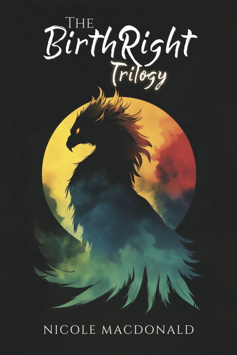 Cover of The BirthRight Trilogy by Nicole MacDonald, epic portal fantasy novel