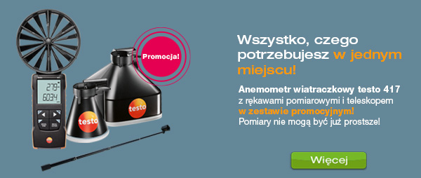 Anemometr wiatraczkowy testo 417 w zestawie