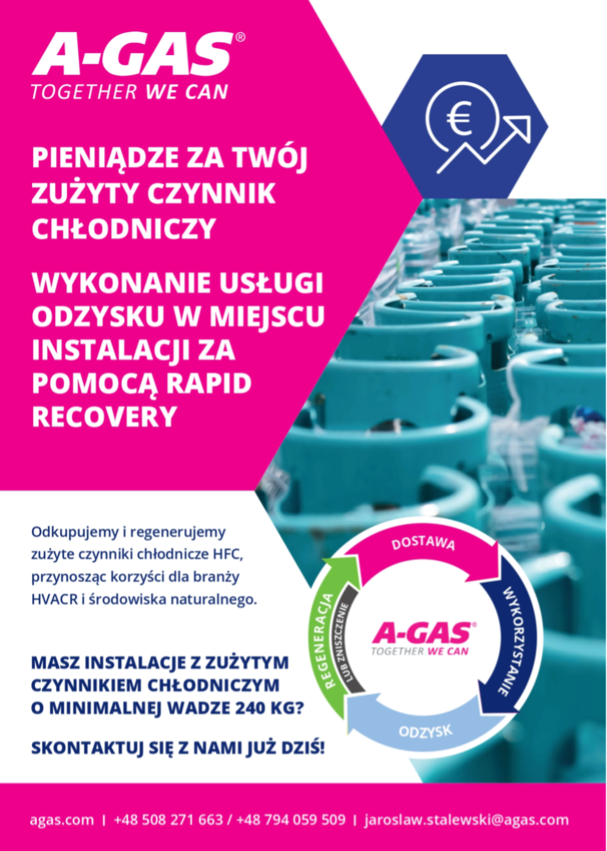 Masz instalację z zużytym czynnikiem chłodniczym o minimalnej wadze 240 kg? Skontaktuj się z nami już dziś!
