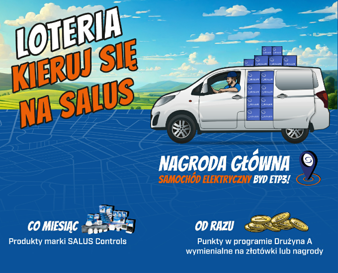 Wygraj samochód elektryczny BYD ETP3, co miesiąc zdobywaj pakiety produktów marki SALUS Controls. 