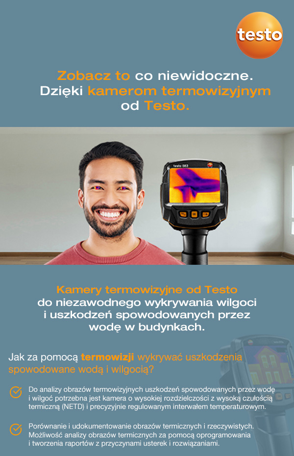 Kamery termowizyjne od Testo do niezawodnego wykrywania wilgoci w budynkach
