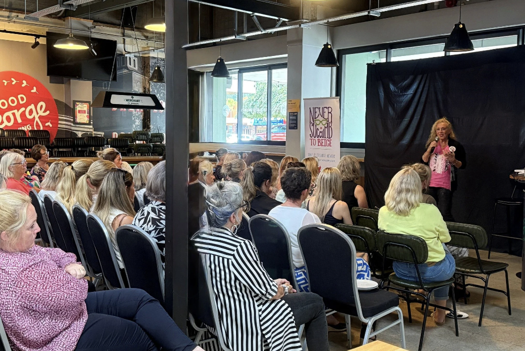 Motivational Speaker Frances Manwaring at a Women in Business networking event.