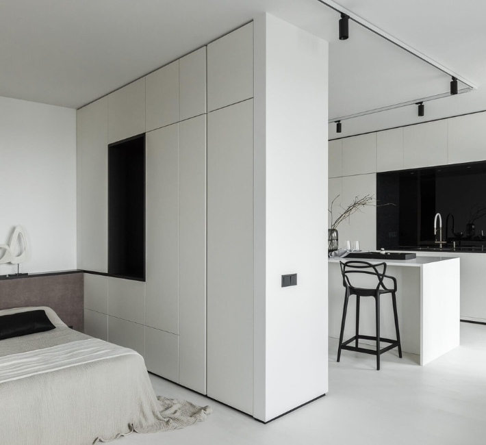 45 m²-es egyszobás lakás bútorozása