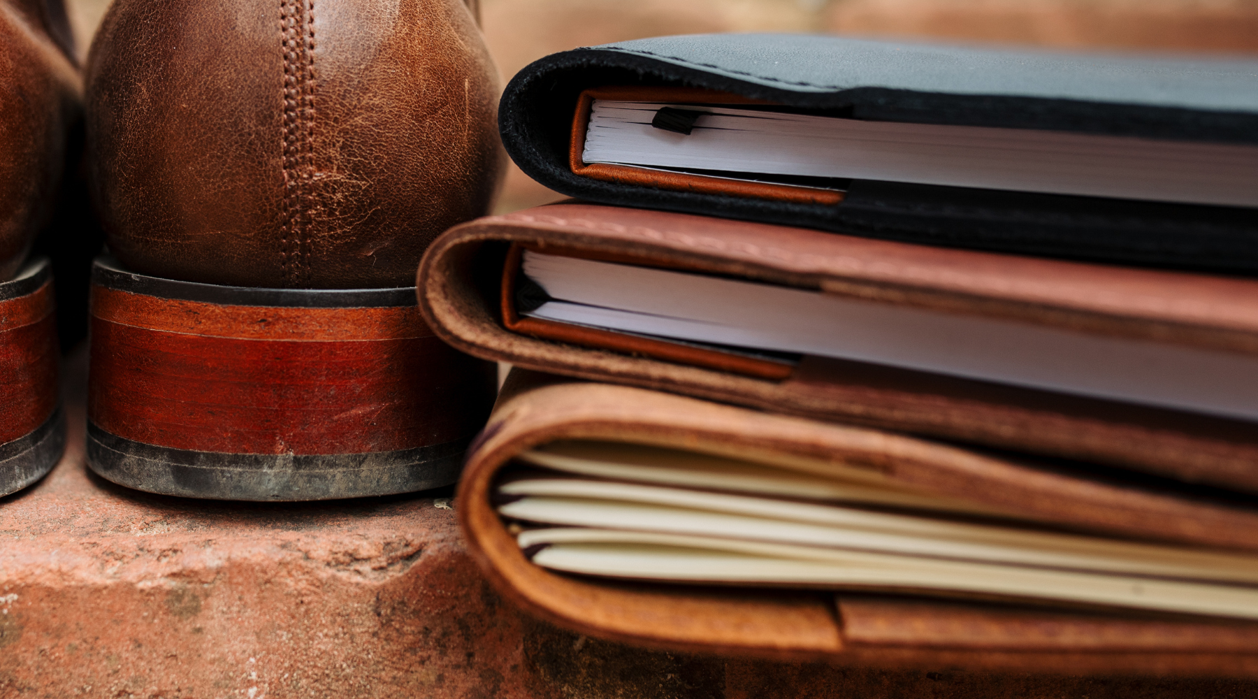 Rustic Wren leather notebook with embossed initials
