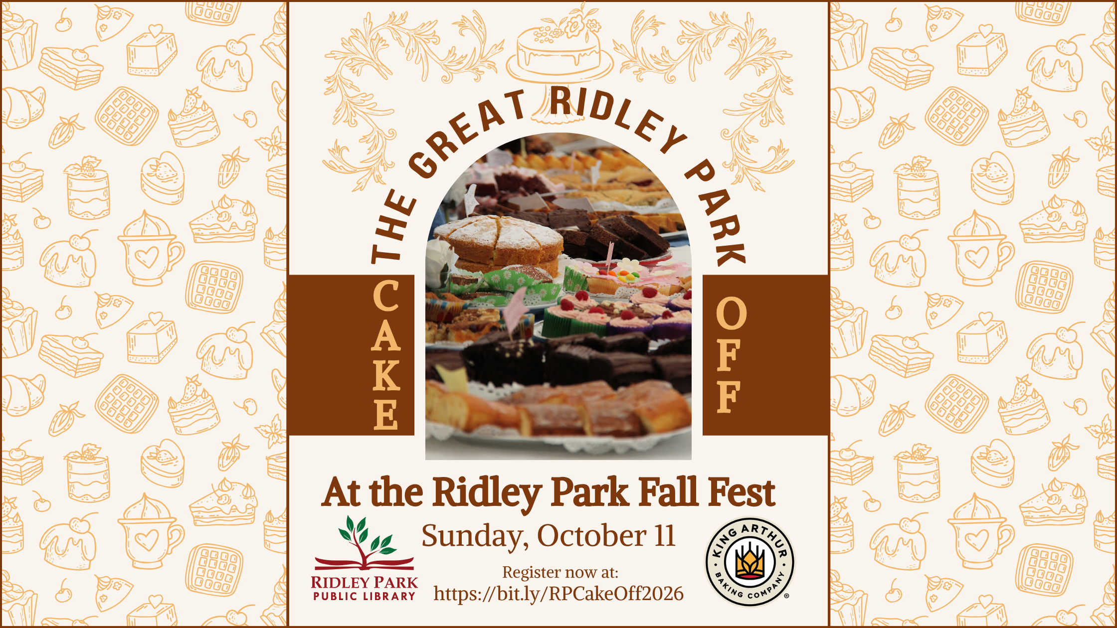 Graphic advertising The Great Ridley Park Cake off at the Victorian Fair Sunday, October 11.