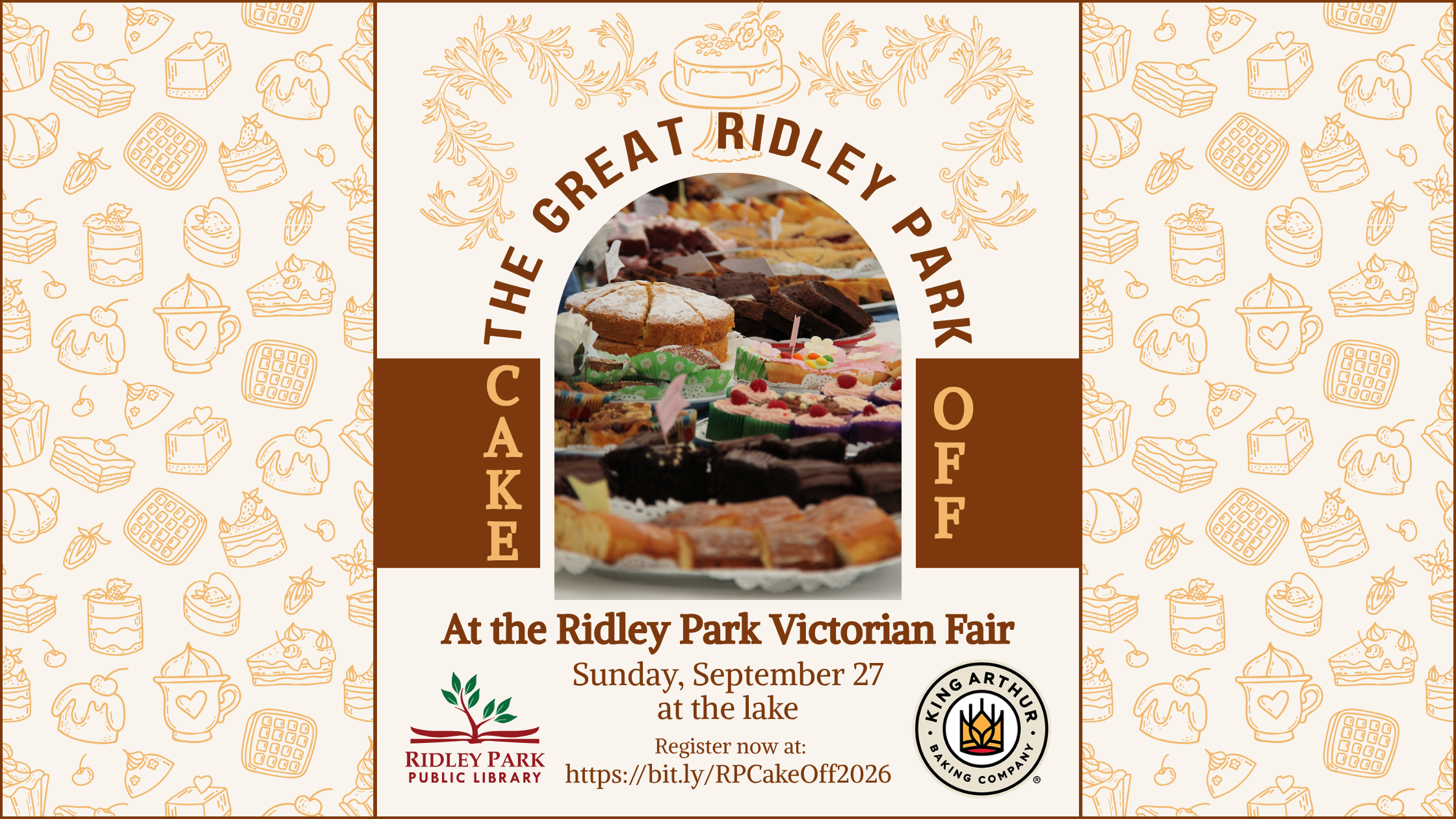 Graphic advertising The Great Ridley Park Cake off at the Victorian Fair Sunday, September 27.
