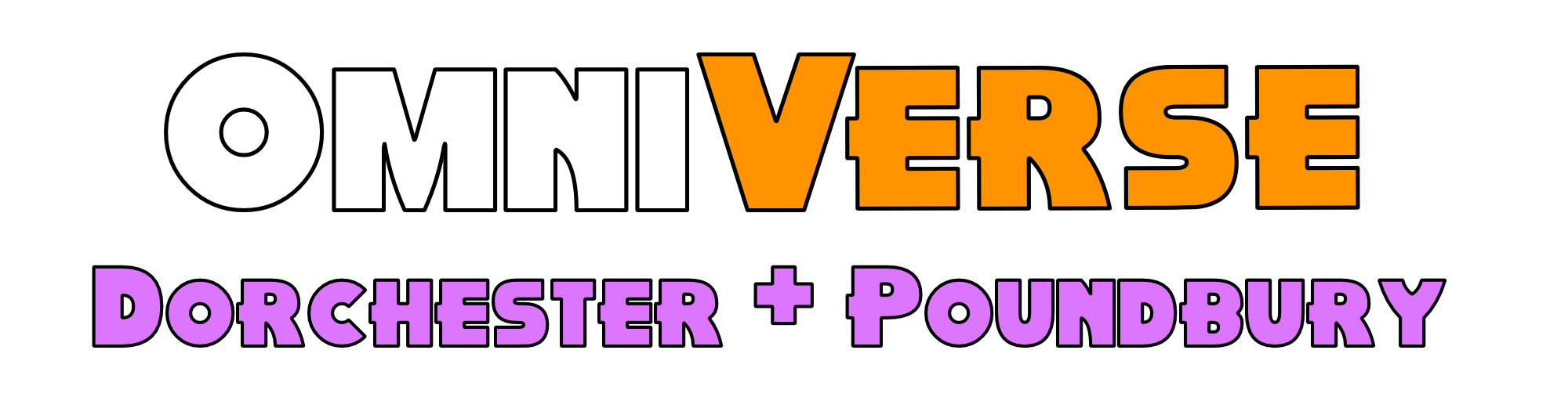 "OmniVerse celebrating Other Voices" in White and orange text on a multicoloured background