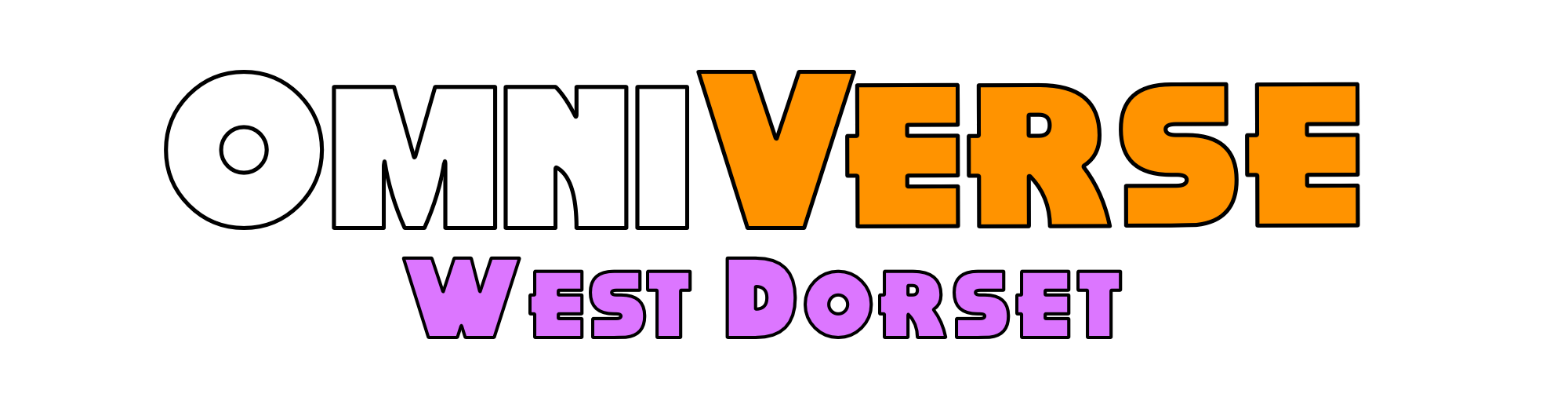 "OmniVerse celebrating Other Voices" in White and orange text on a multicoloured background