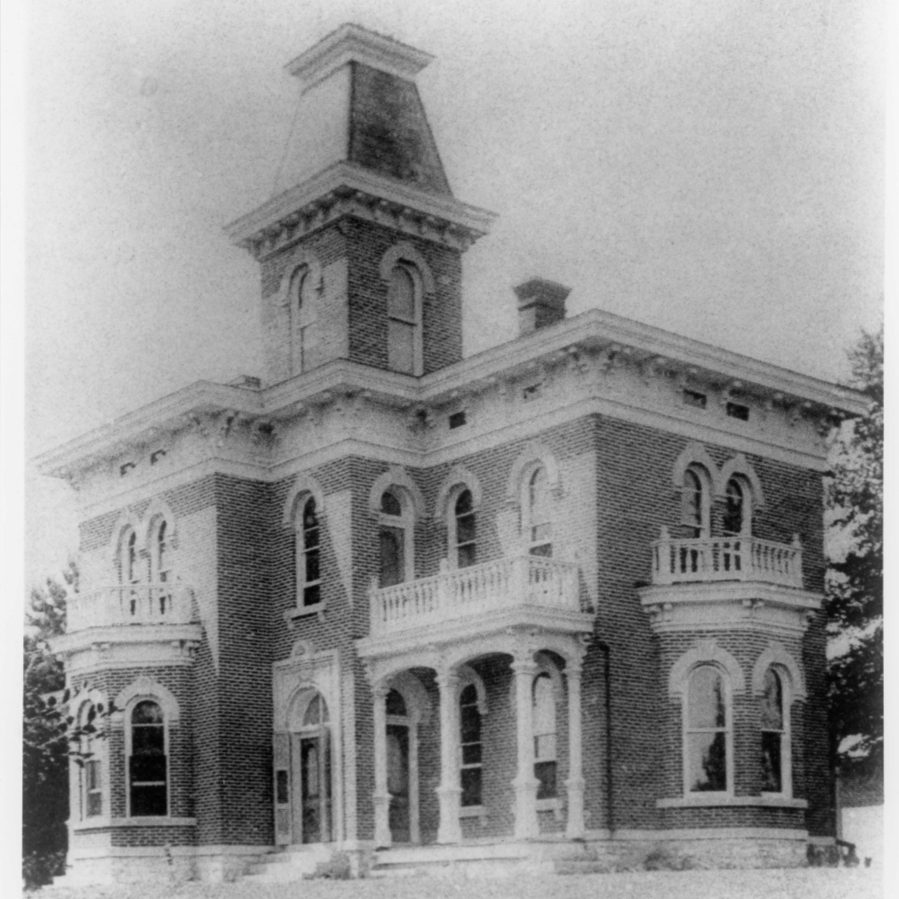 Black and white photo of the David Enoch Beem House known as The Hill.