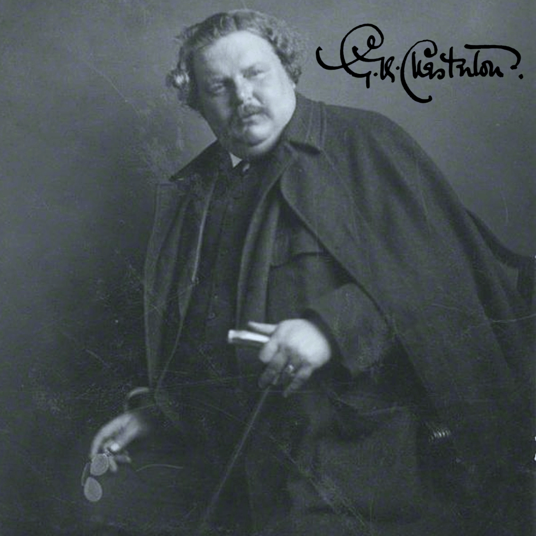 gk chesterton portrait with signature