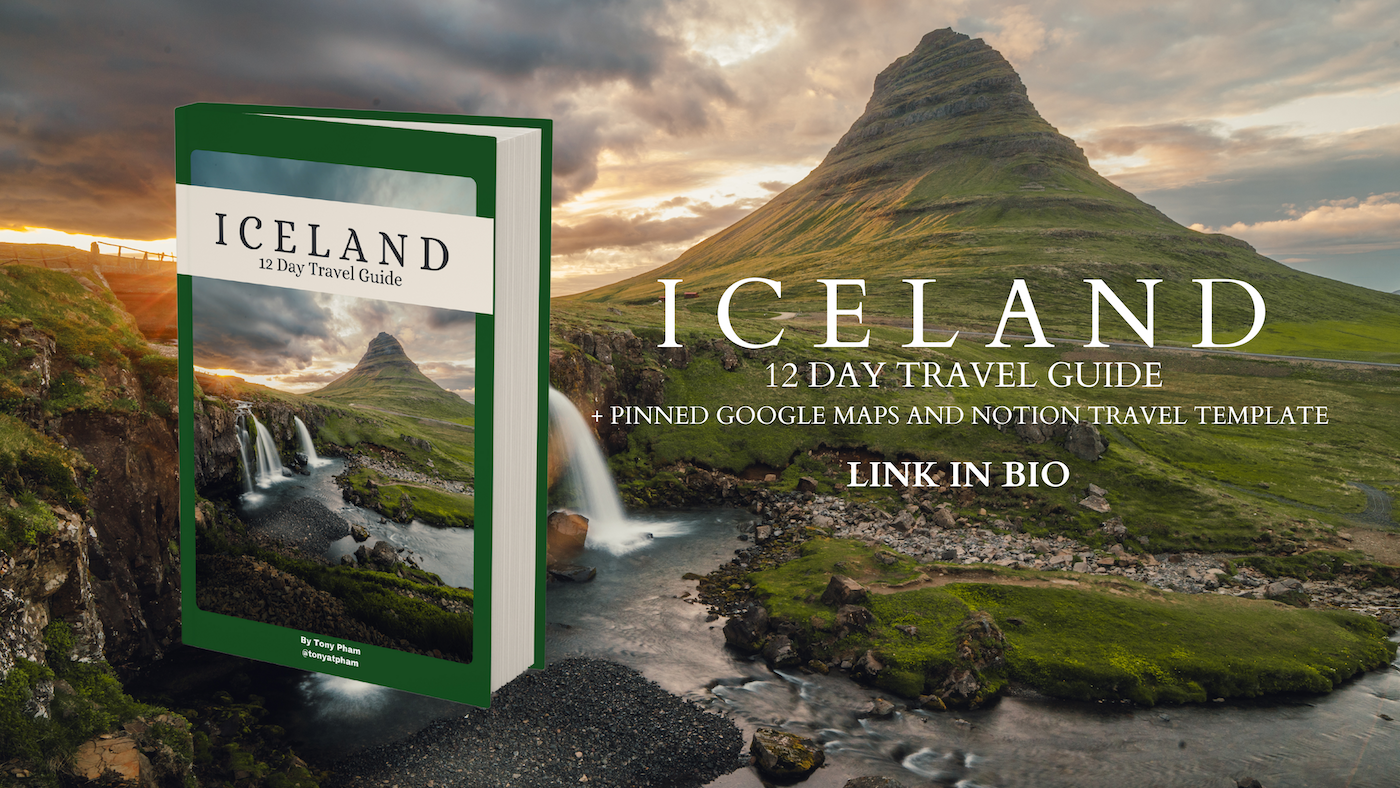 iceland road trip digital travel guide with pinned google maps and notion template