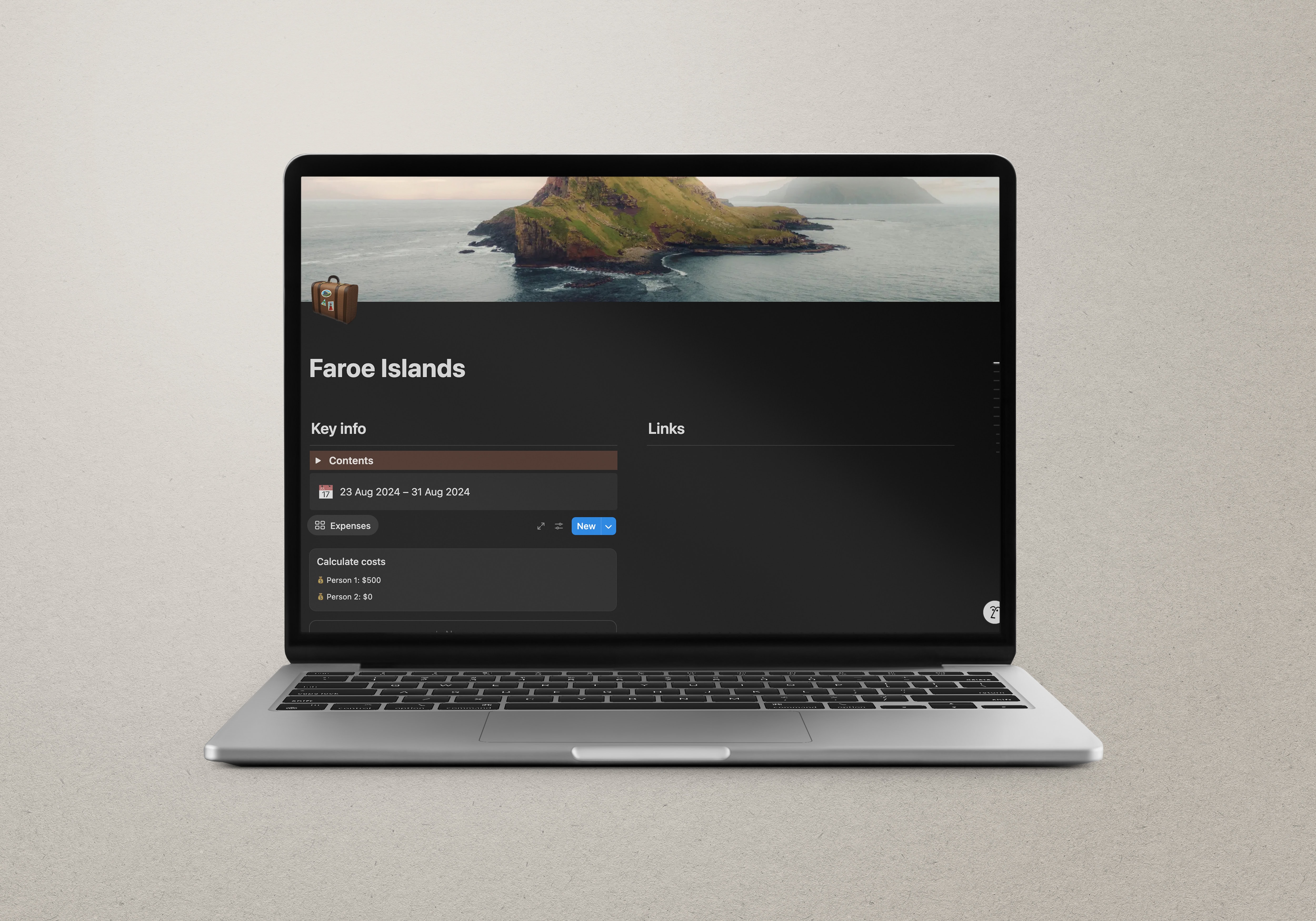 faroe islands digital travel guide with notion template