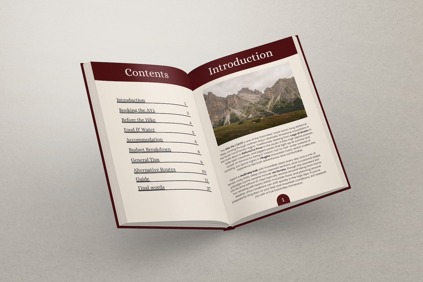 dolomites alta via 1 hiking guide and notion travel template