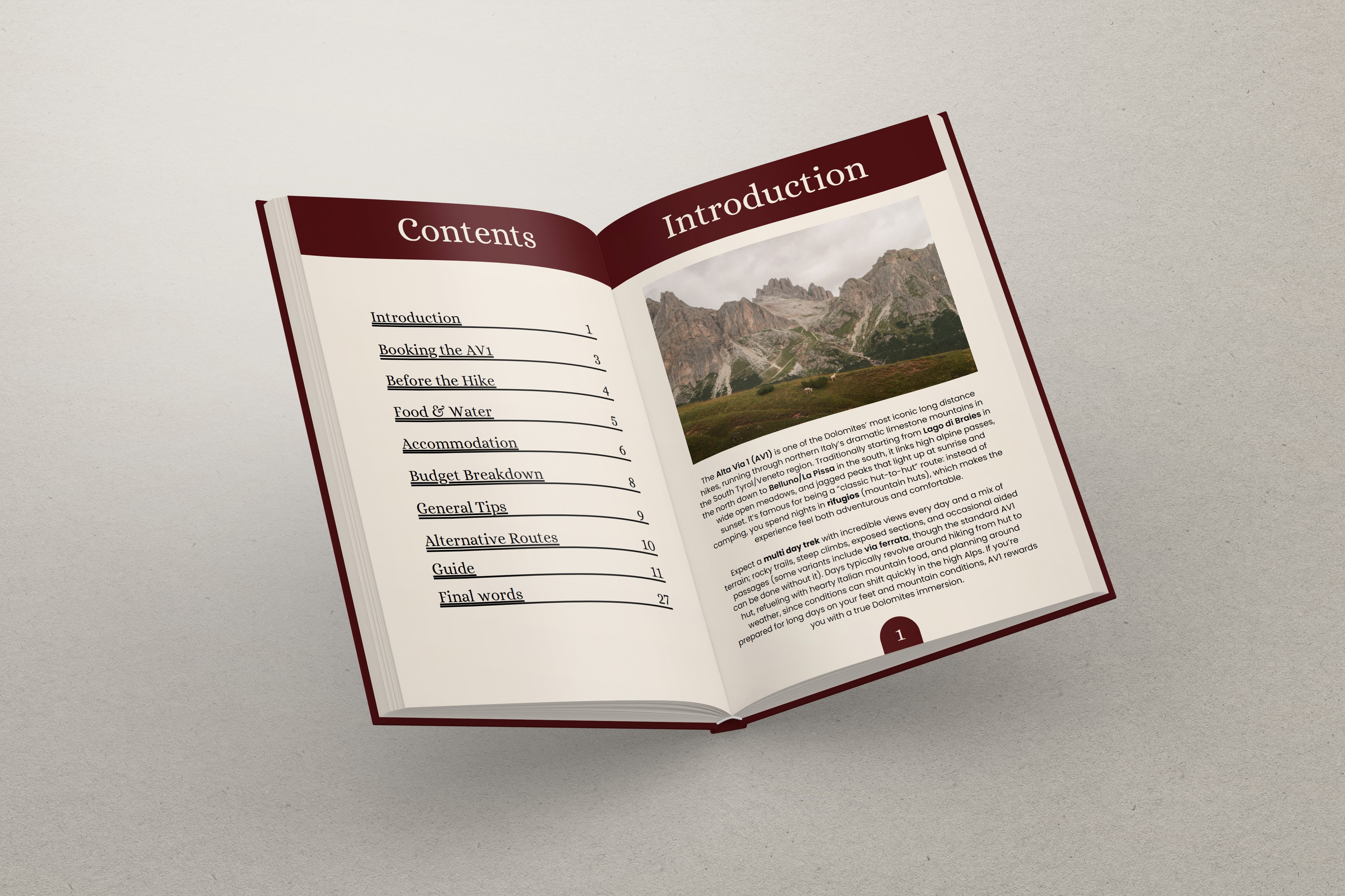 dolomites alta via 1 hiking guide and notion travel template