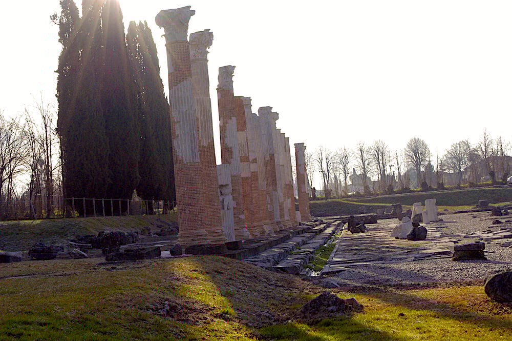 A row of columns in the forum at Aquileia