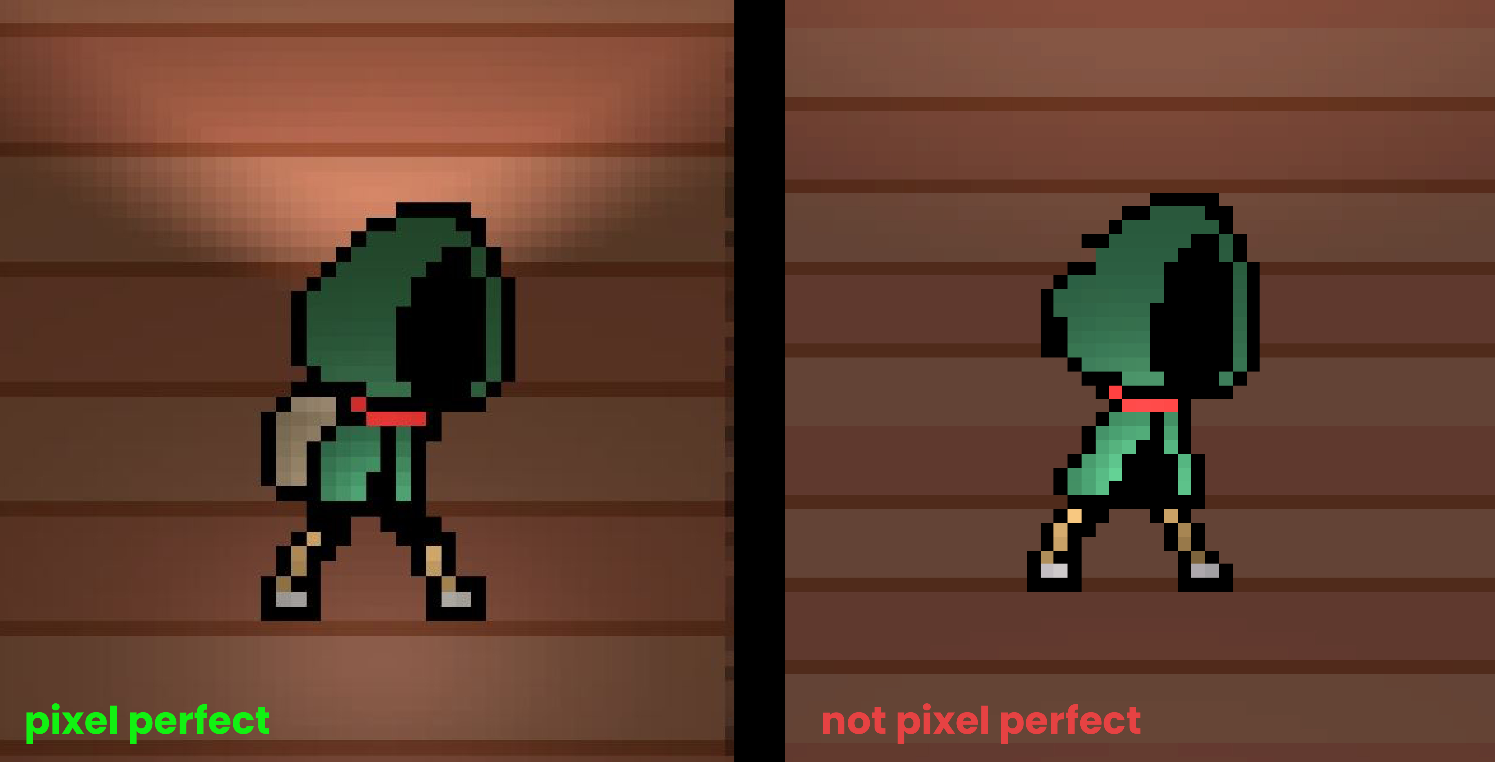 Image comparing pixel-perfect sprite and non pixel-perfect sprite