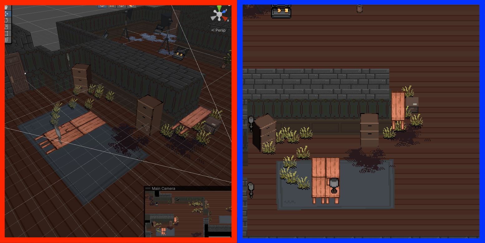 Image comparing the locked 2D view and the 3D world
