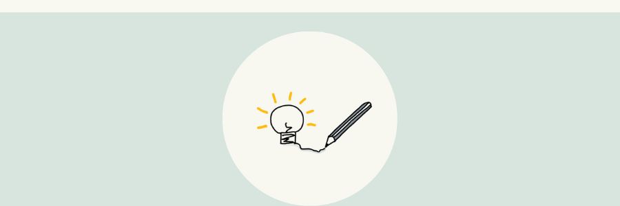 SketchNote: Ein Bleistift zeichnet eine leuchtende Glühbirne