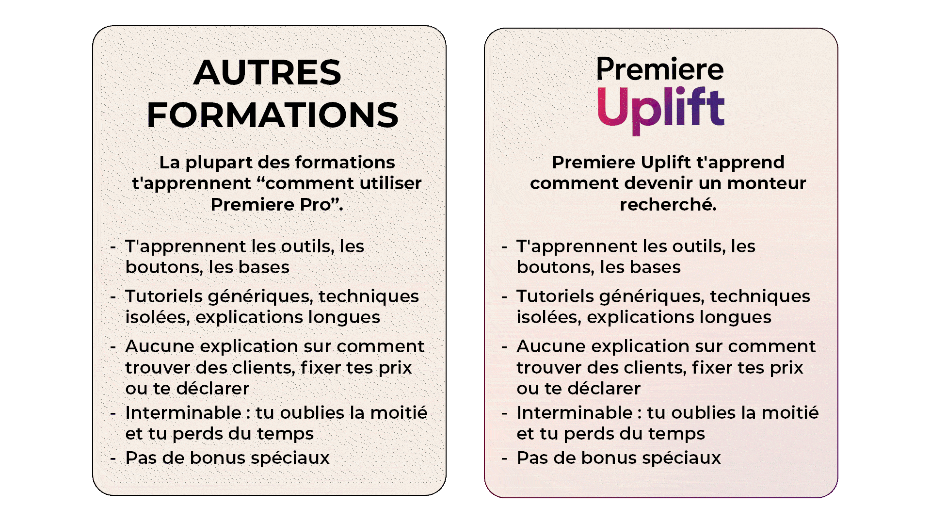 Bloc Premiere Uplift dédié au branding, à la patte artistique et à l’identité créative du monteur