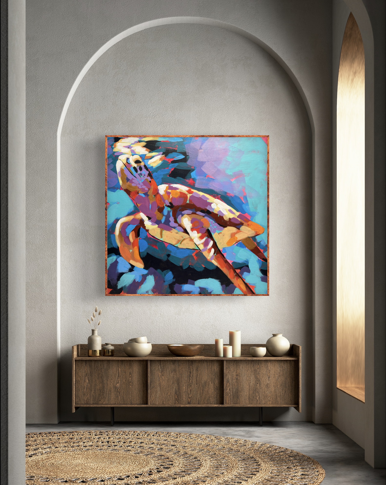 crafticana silvana manoliu romanian modern impressionist paintress painter artist acrylic painting wood panel tutti turtle sea life series