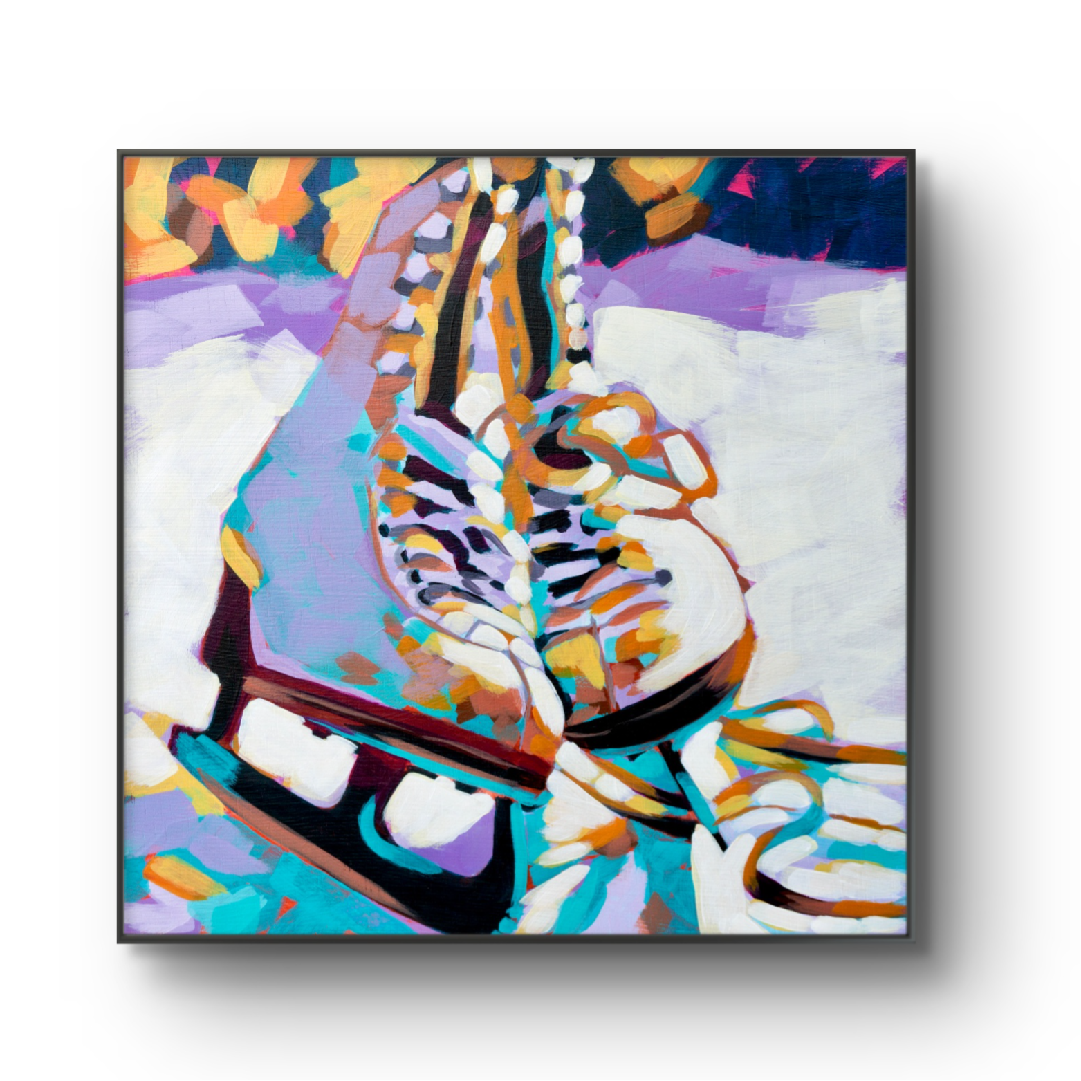 crafticana silvana manoliu romanian modern impressionist paintress painter artist acrylic painting wood panel ice skates