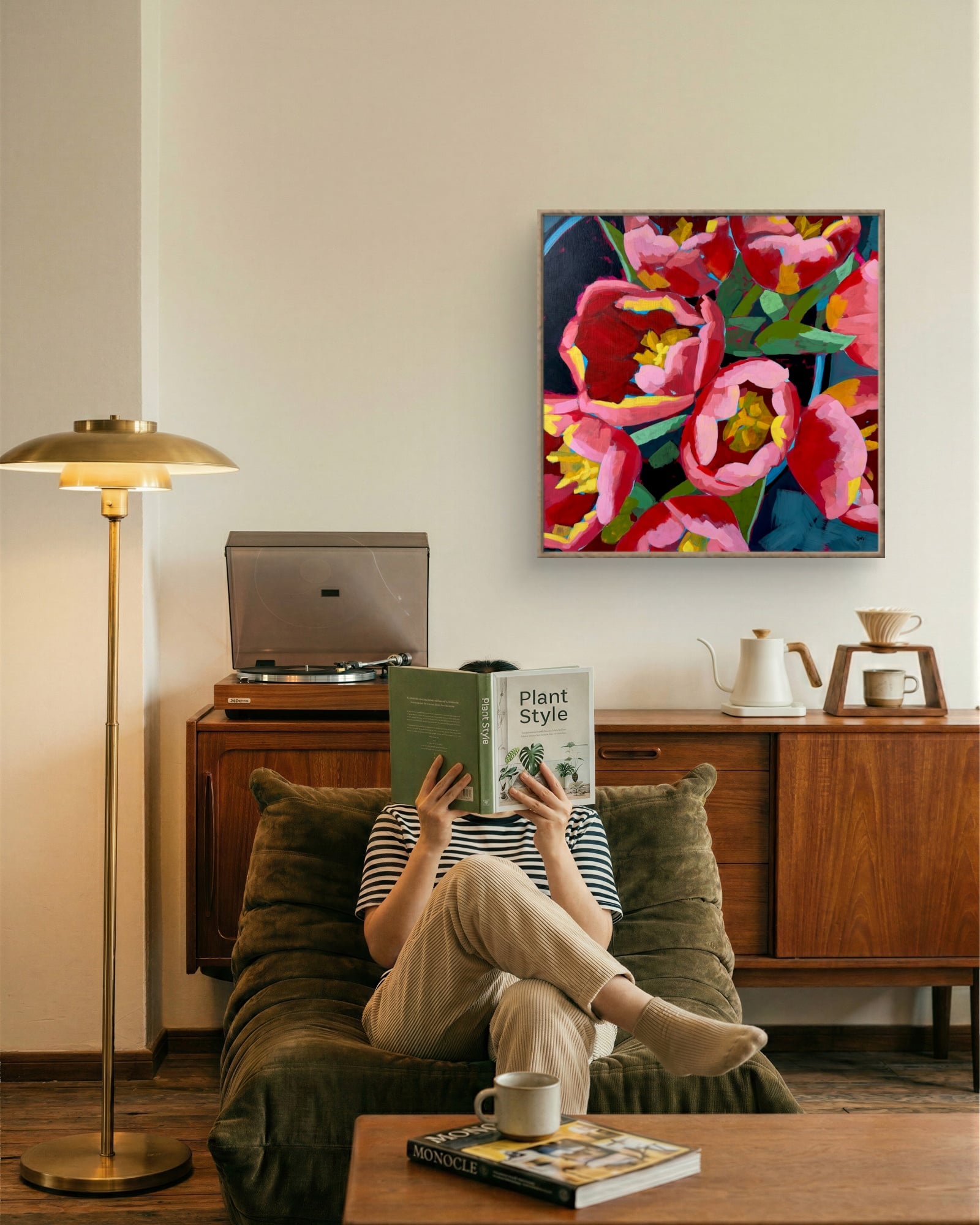 Mockup Tulip Bouquet modern impressionist acrylic painting on cradled wooden panel by artist Silvana-Andreea Manoliu Crafticana Flower Fever series 2026.jpeg
