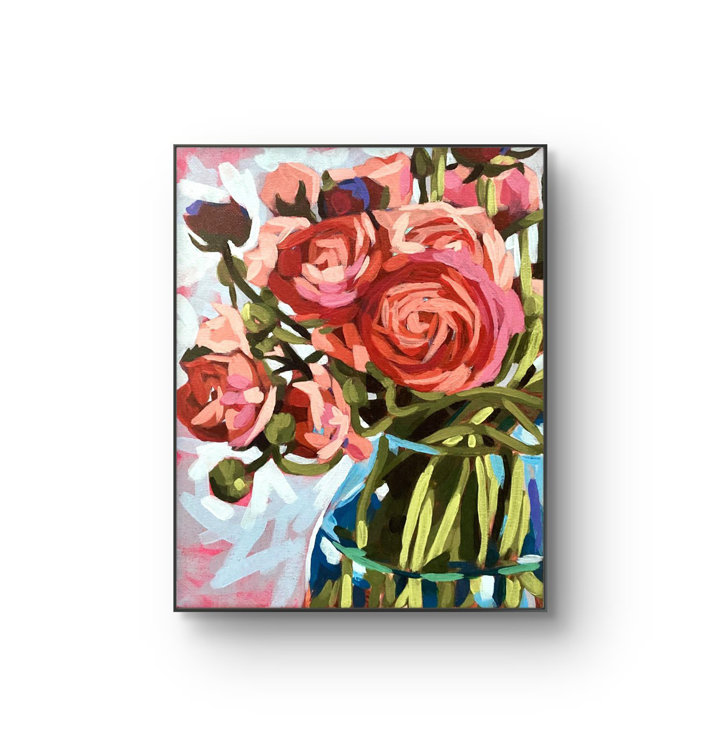 crafticana silvana manoliu romanian modern impressionist paintress painter artist acrylic painting canvas panel ranunculus