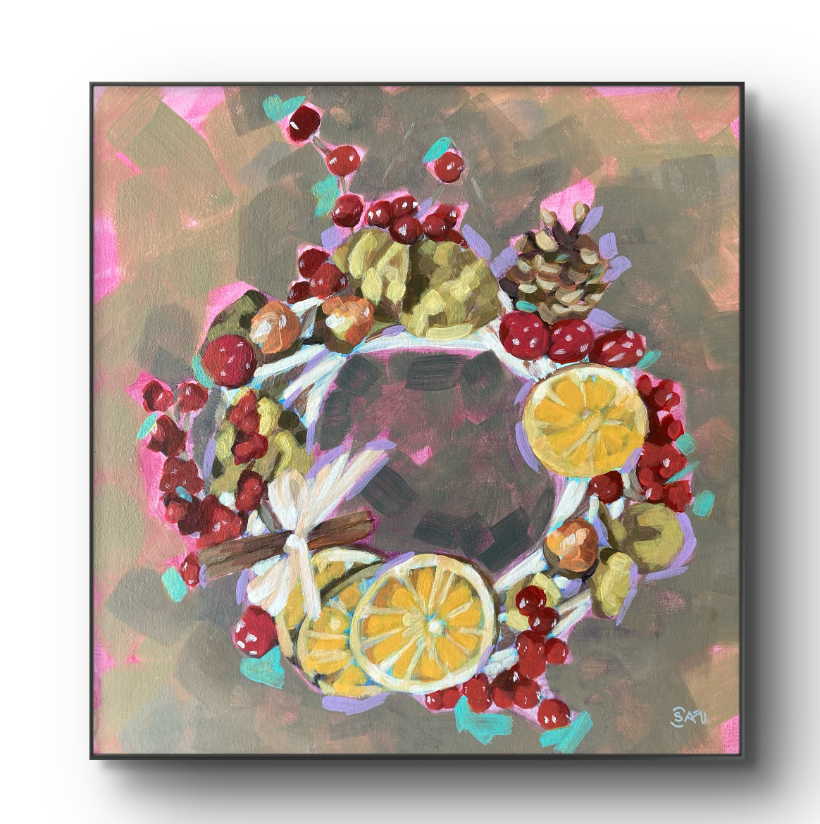 crafticana silvana manoliu romanian modern impressionist paintress painter artist acrylic painting front door greeting holiday series