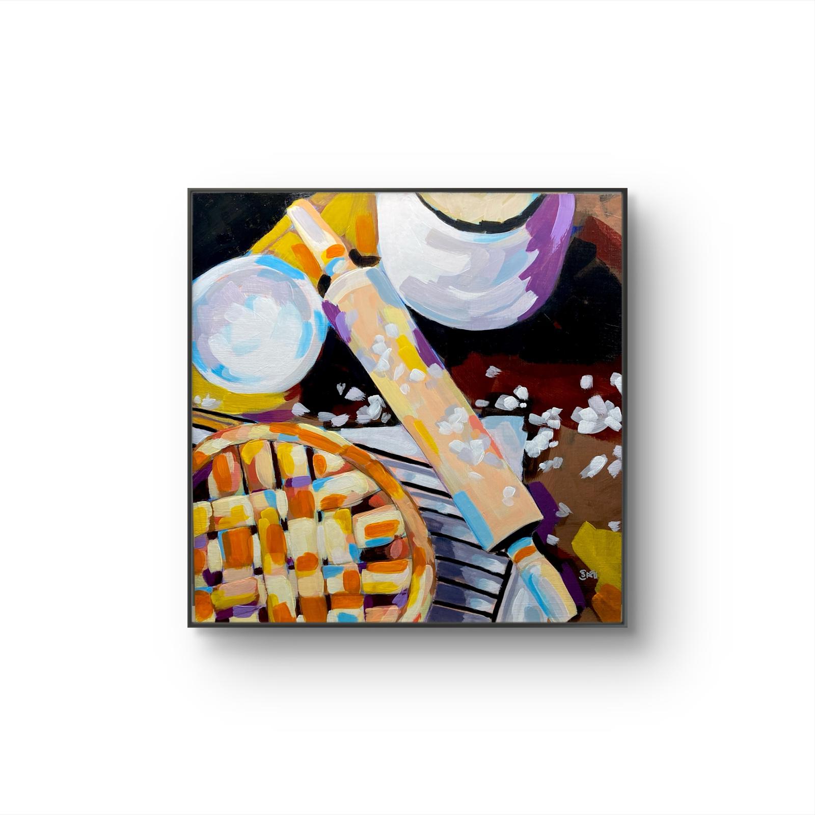 crafticana silvana manoliu romanian modern impressionist paintress painter artist textured acrylic painting wood panel baking pie autumn series