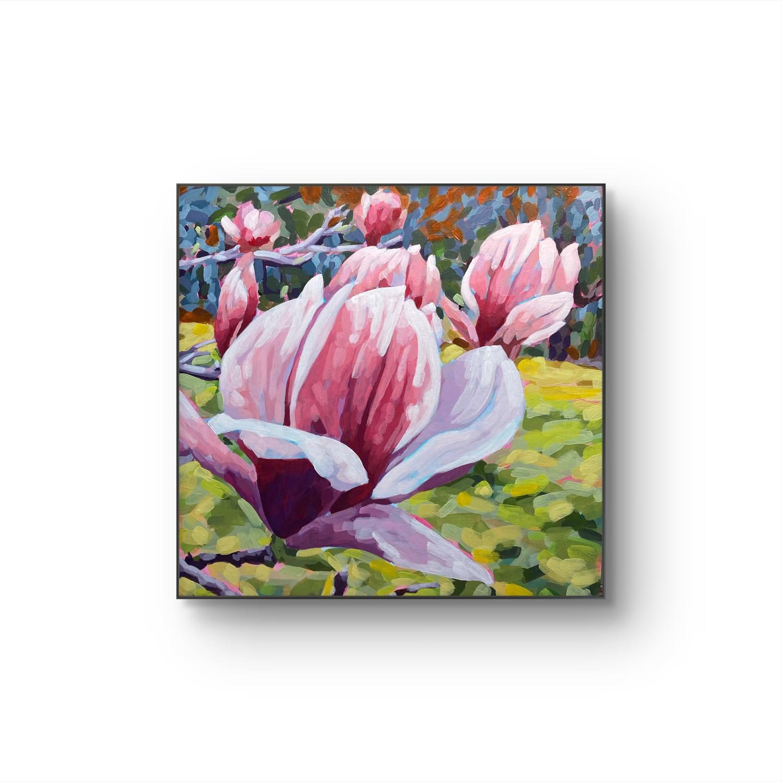 crafticana silvana manoliu romanian modern impressionist paintress painter artist acrylic painting wood panel magnolia bloom