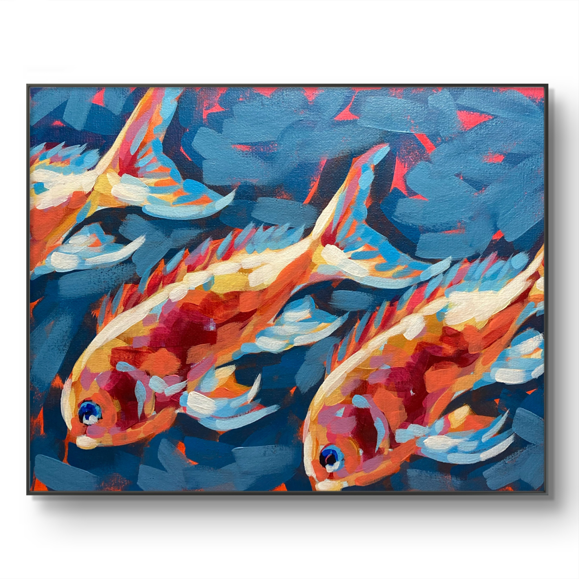 crafticana silvana manoliu romanian modern impressionist paintress painter artist acrylic painting canvas panel fishy business sea life series