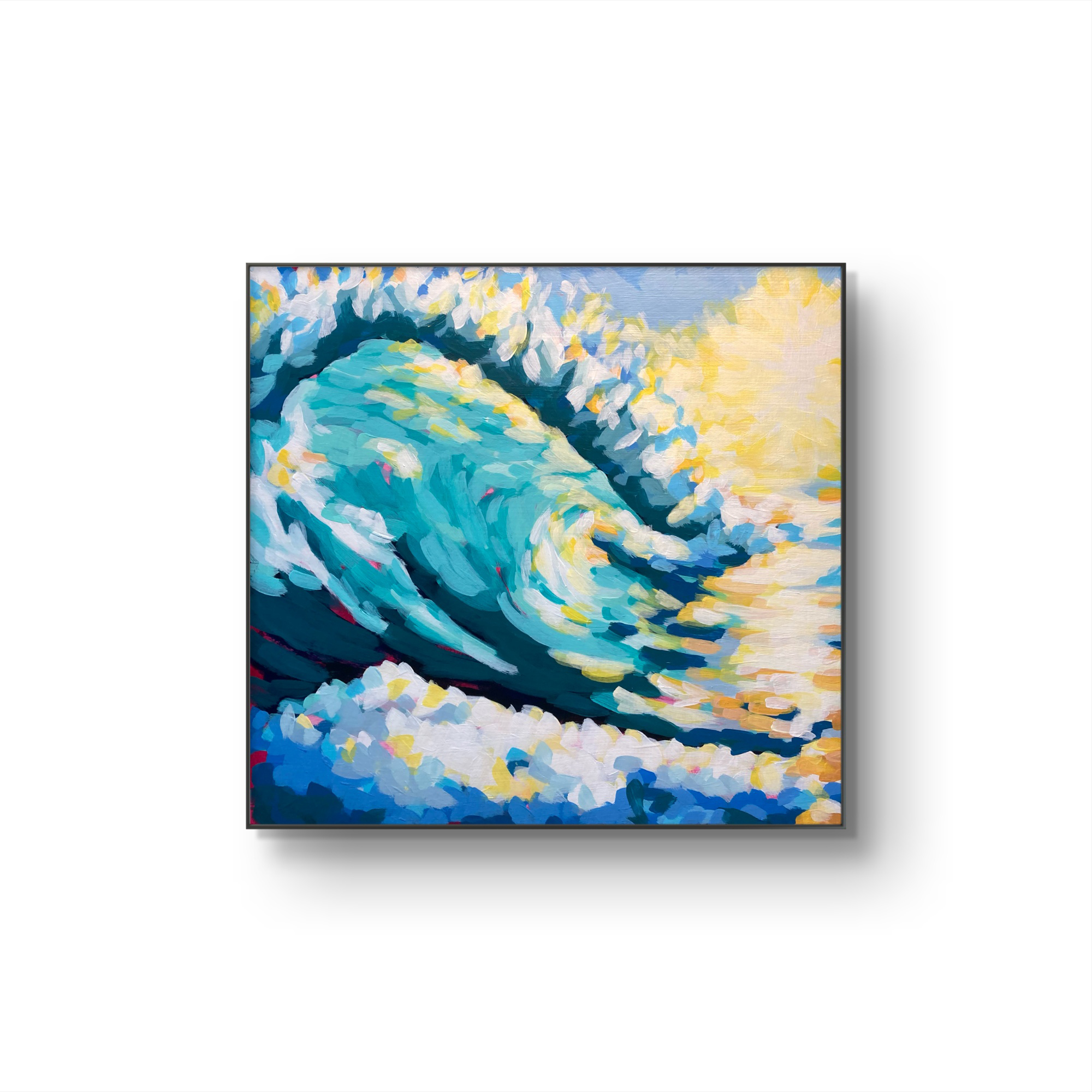 crafticana silvana manoliu romanian modern impressionist paintress painter artist acrylic painting wood panel crashing wave