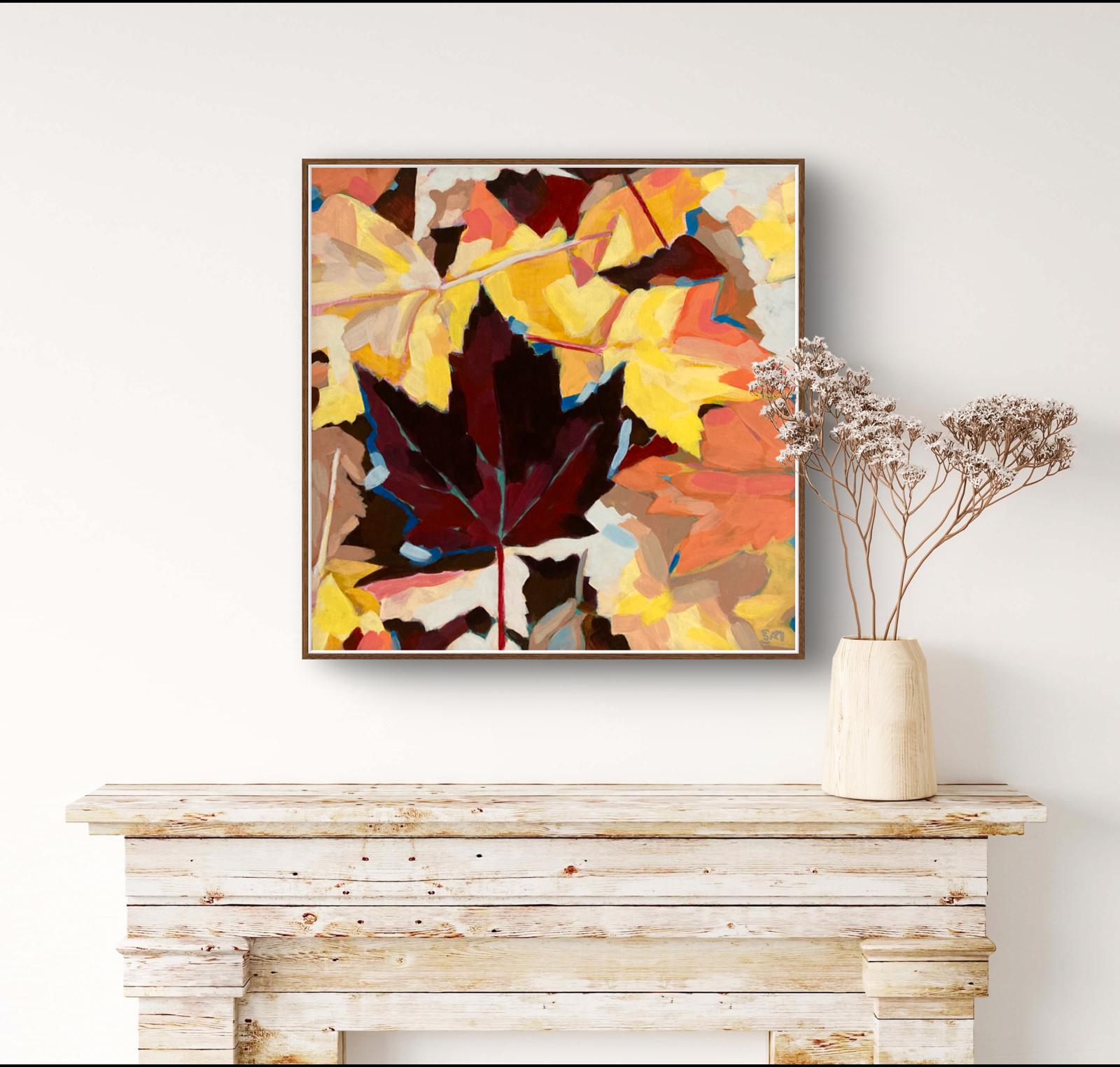 crafticana silvana manoliu romanian modern impressionist paintress painter artist textured acrylic painting fallen leaves autumn series