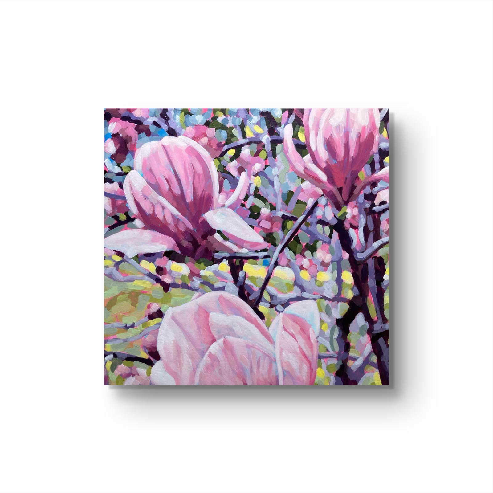 crafticana silvana manoliu romanian modern impressionist paintress painter artist acrylic painting wood panel magnolias