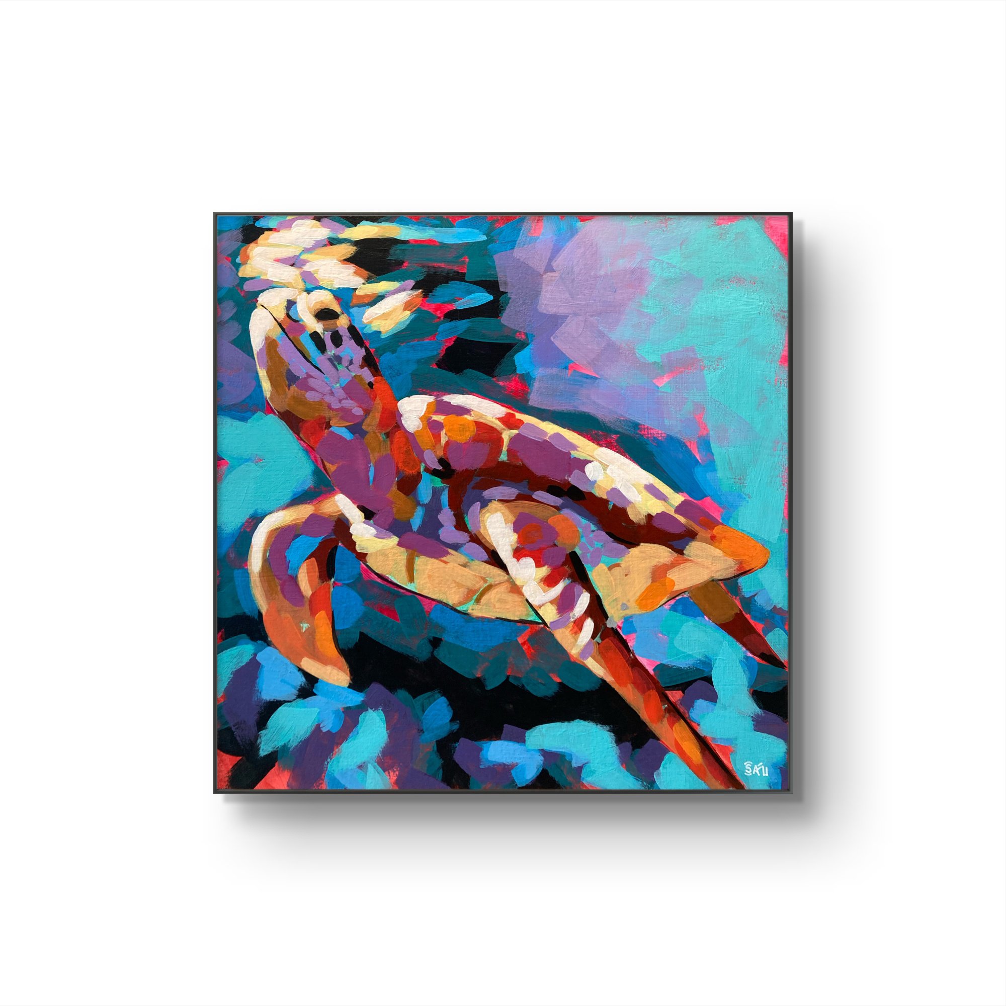 crafticana silvana manoliu romanian modern impressionist paintress painter artist acrylic painting wood panel tutti turtle sea life series