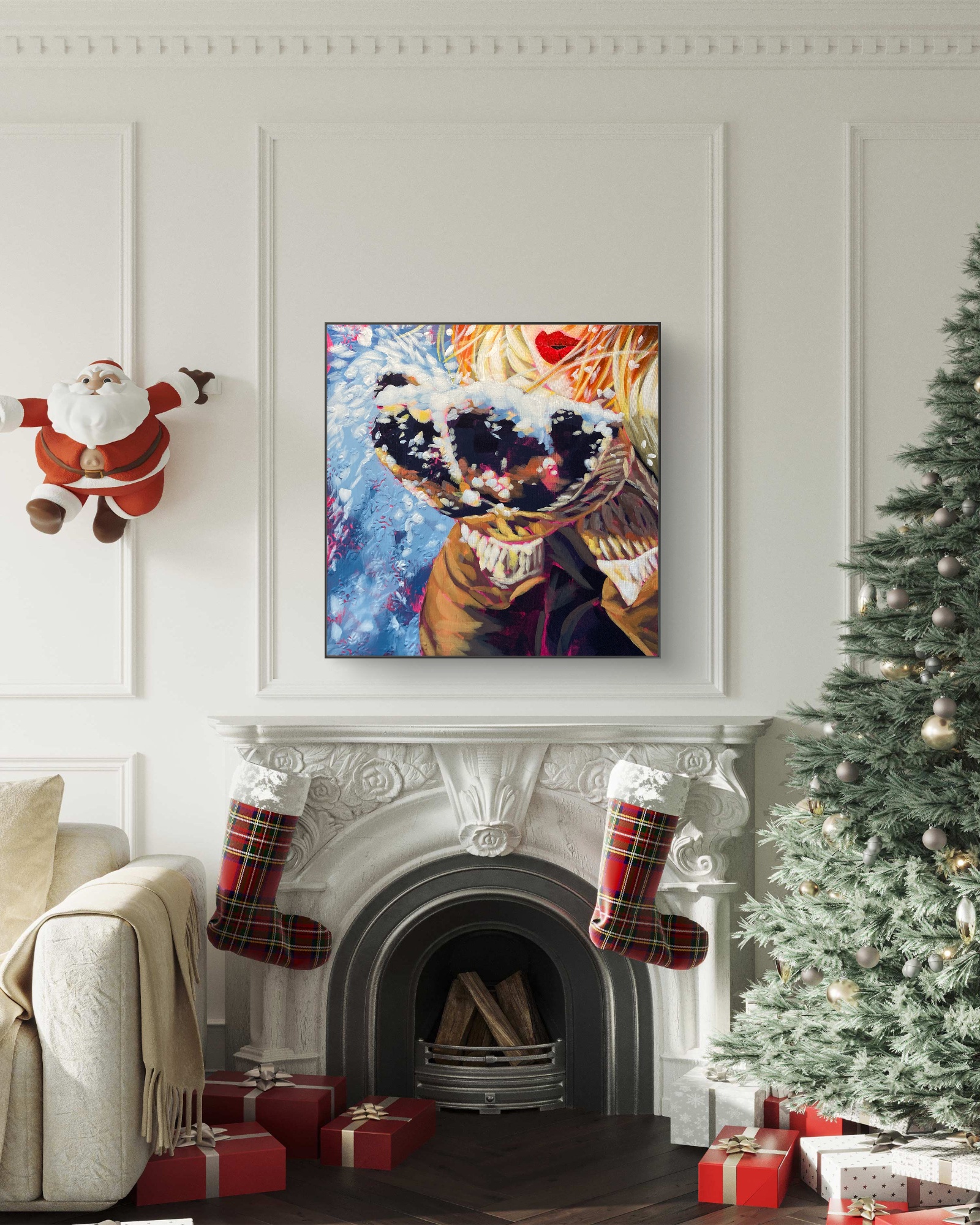 crafticana silvana manoliu romanian modern impressionist paintress painter artist acrylic painting wood panel first snow holiday series