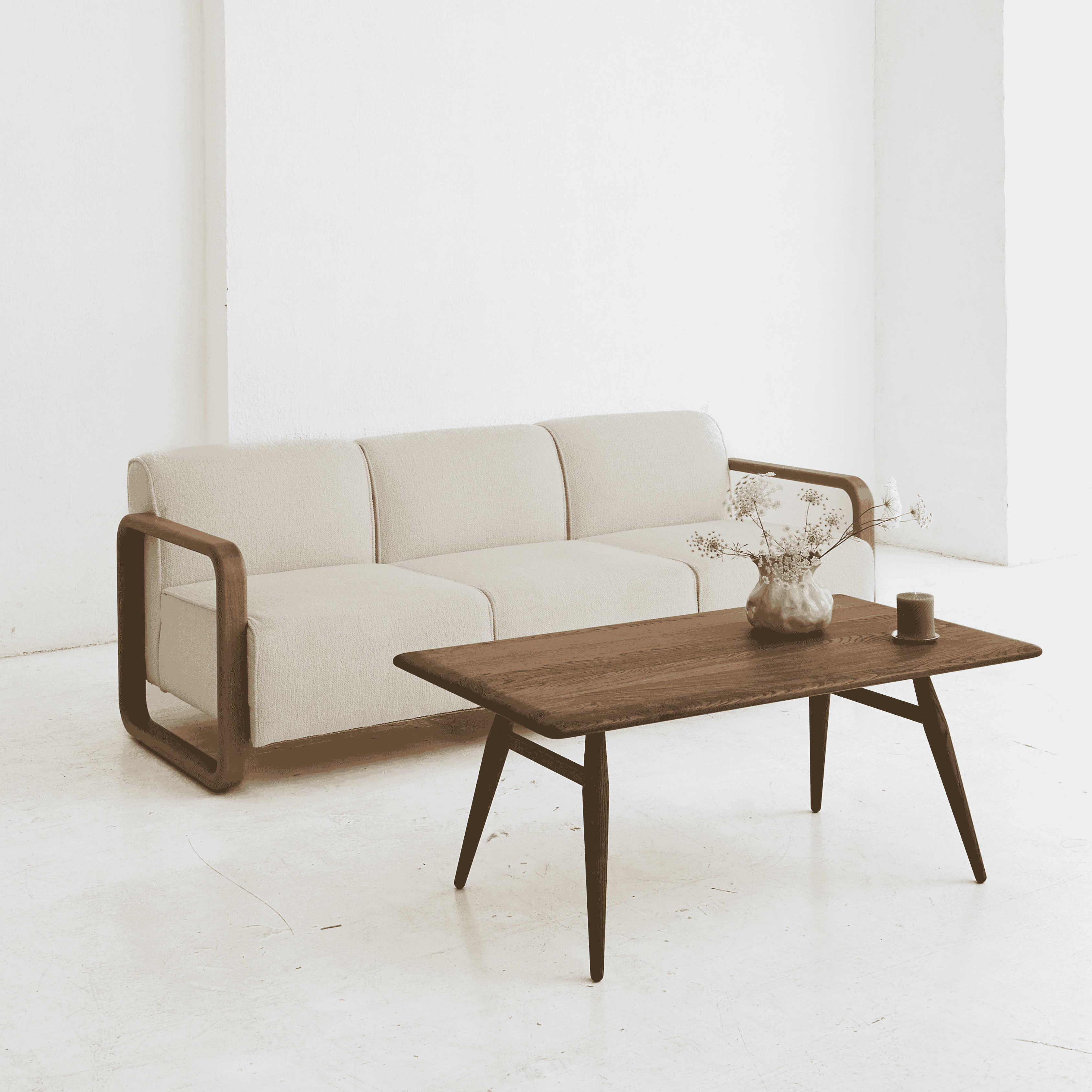Sofa tapicerowana, dębowa REDYK