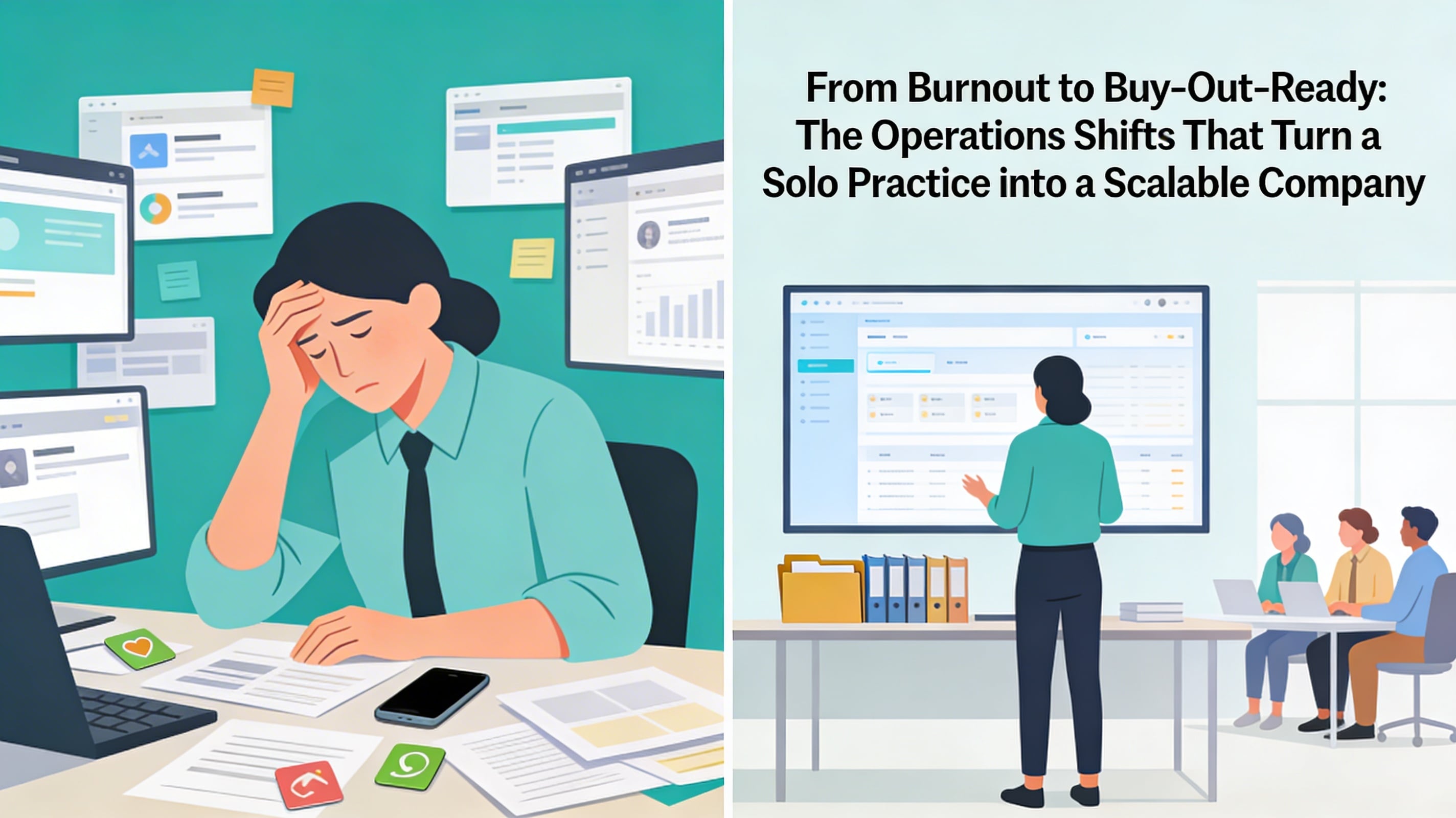 From Burnout to Buy-Out-Ready: The Operations Shifts That Turn a Solo Practice into a Scalable Company