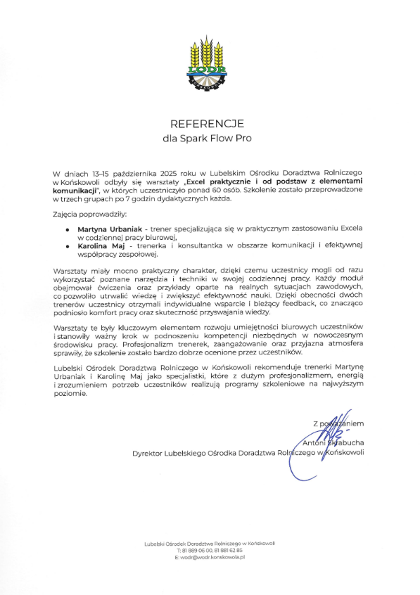 Lubelski Ośrodek Doradztwa Rolniczego w Końskowoli - Szkolenia dla pracowników