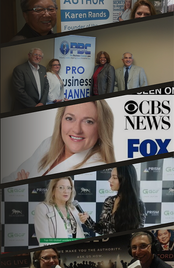 Images of Karen Rands being interviewed as an expert in angel investing and business growth
