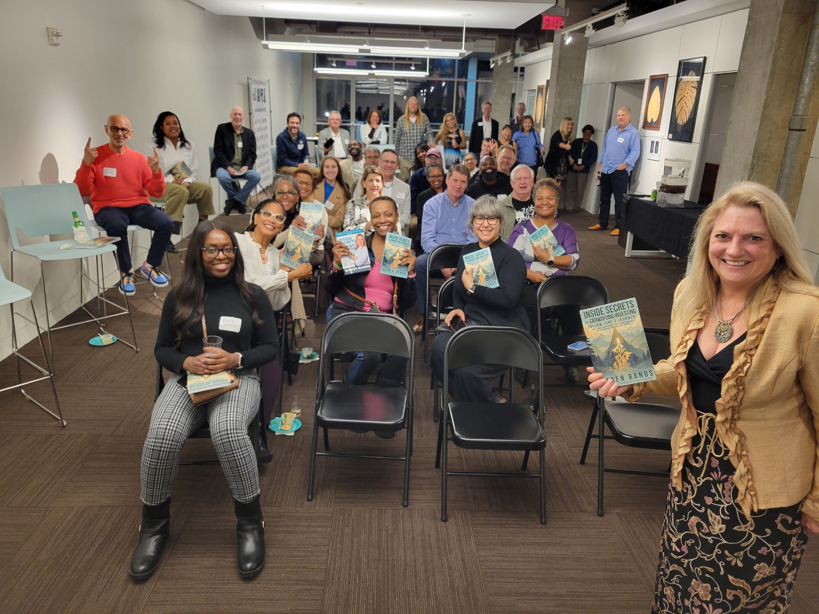 Karen Rands at author event for Inside Secrets to Crowdfund Investing