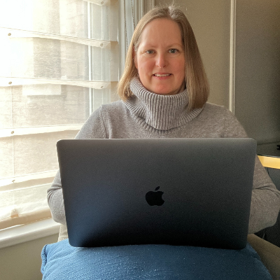 Tanya at work while traveling