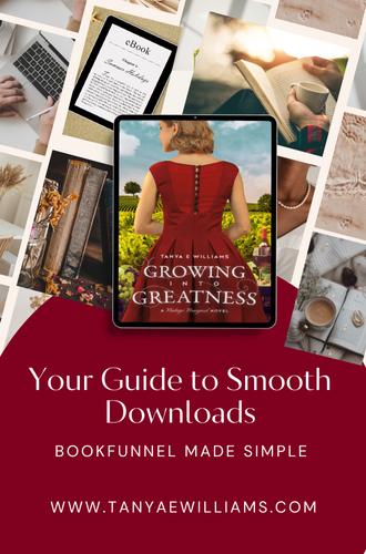 bookish images, reading, ebooks, laptops, and the eBook cover of Growing into Greatness by Tanya E Williams