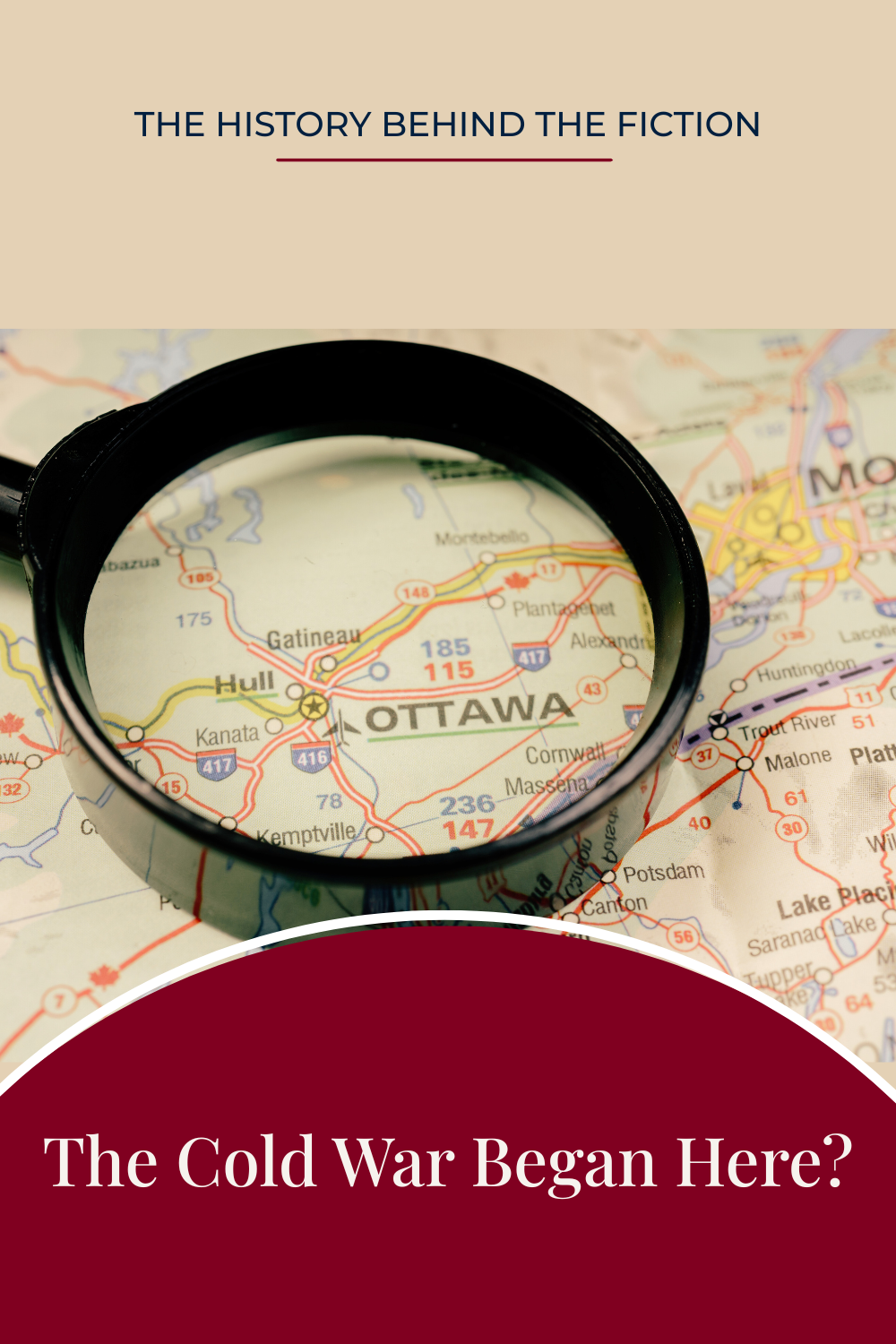 Map of Ottawa under a magnifying glass with text above and below. Top text reads 